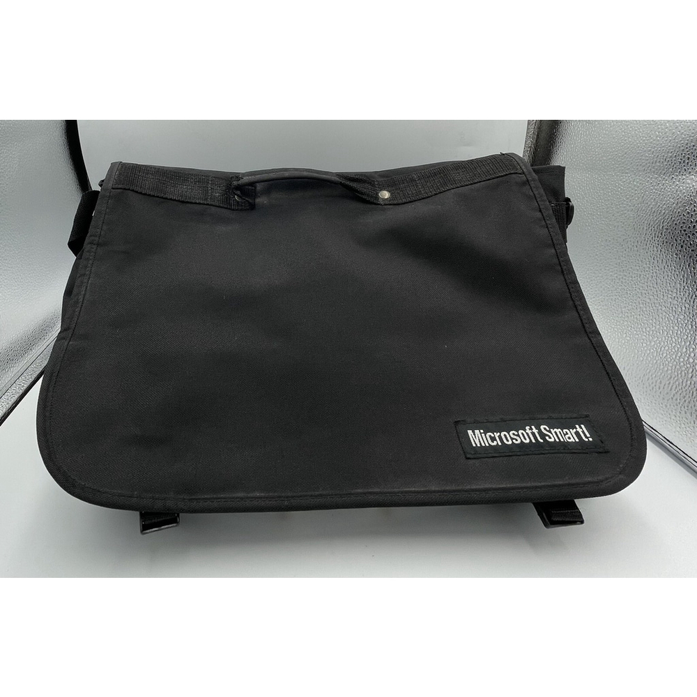 Microsoft Smart Logo VTG Black Canvas Messenger Bag Medium 15.4” Corpcore